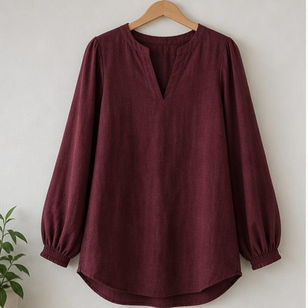 Burgundy Smocked Top